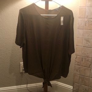 Madewell NTW Olive Green Front Tie Blouse